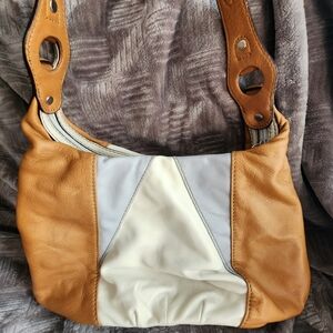 Tignanello Tan and White Satchel Bag
